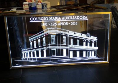 acrilografía mostrador iluminado